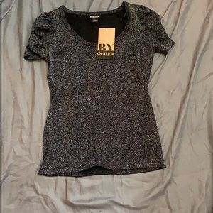 BYdesign Short Ruched Sleeve Scoop Neck Pullover